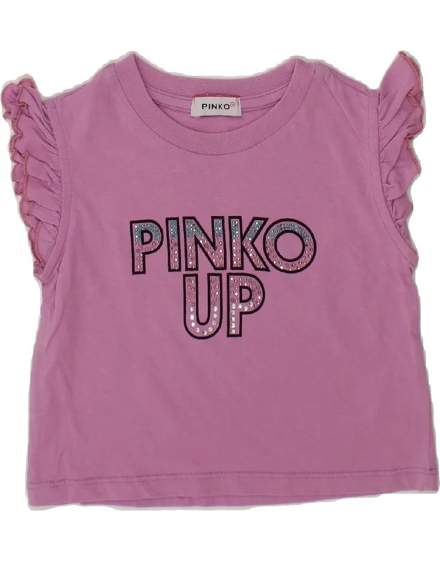 men's summer graphic t-shirts -PINKO Baby Girls Graphic T-Shirt Top 18-24 Months Pink Cotton