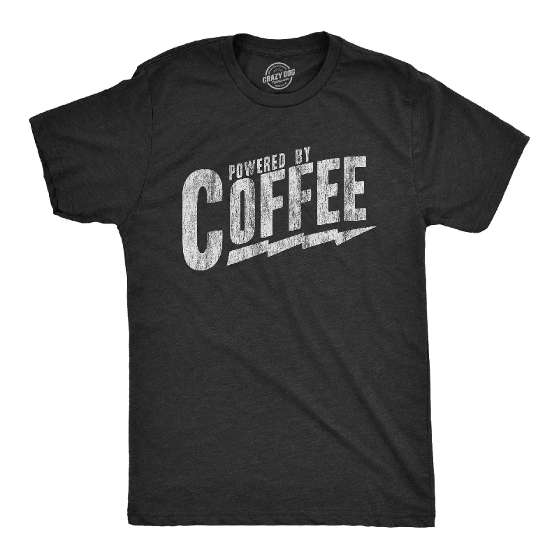 men's casual graphic t-shirts -Powered By Coffee Men's T Shirt