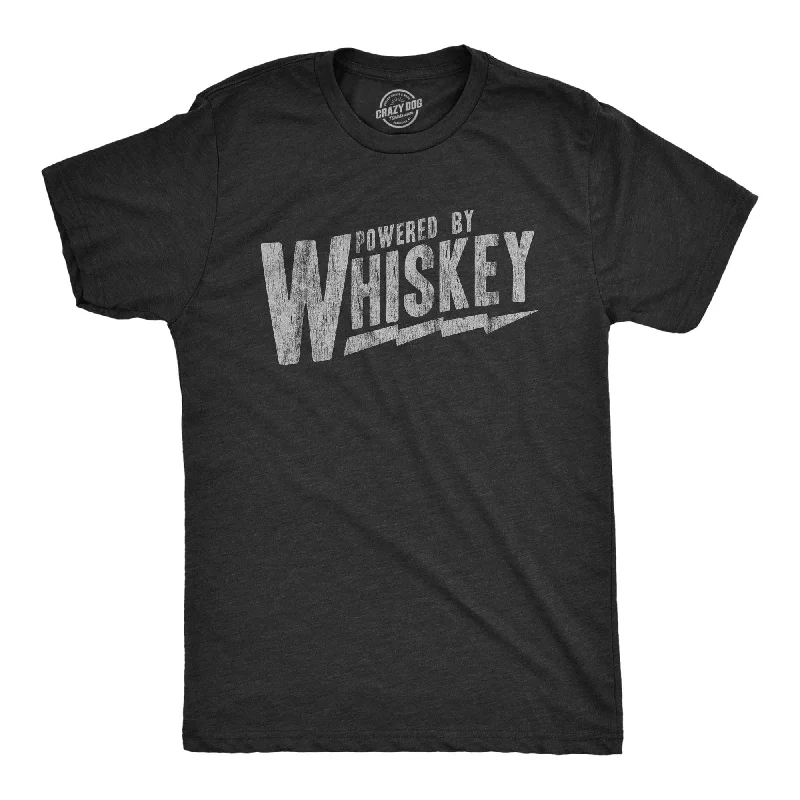 men's simple stylish t-shirts -Powered By Whiskey Men's T Shirt