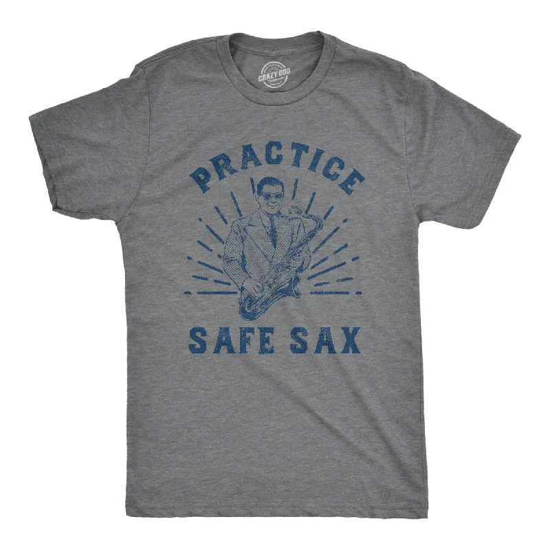 men's printed graphic t-shirts -Practice Safe Sax Men's T Shirt