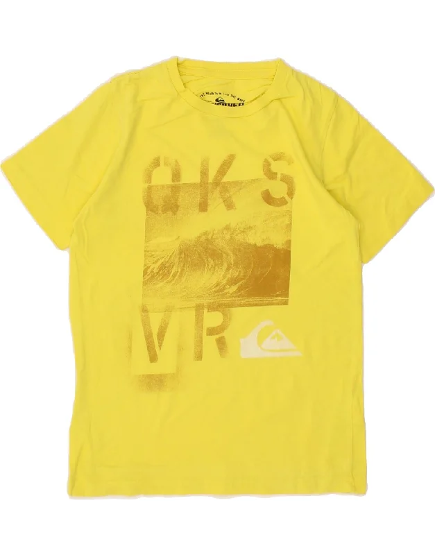 men's graphic design t-shirts -QUIKSILVER Boys Regular Fit Graphic T-Shirt Top 9-10 Years  Yellow Cotton