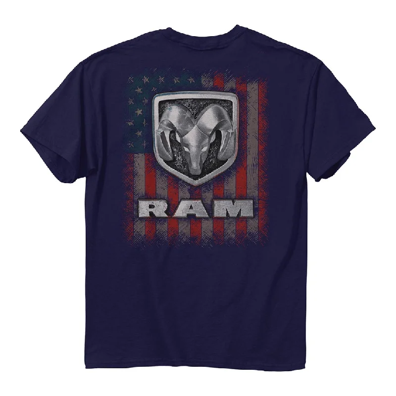 men's cotton blend t-shirts -Ram - Logo USA Flag T-Shirt