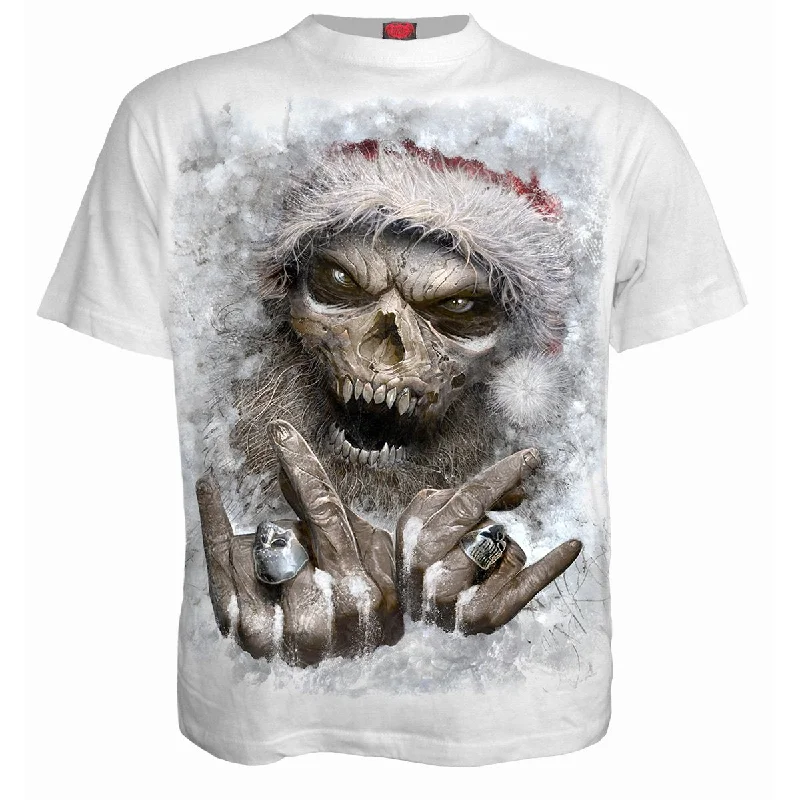 men's slim-fit plain t-shirts -ROCK SANTA - T-Shirt White