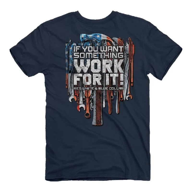 men's comfortable summer tees -Red, White, and Blue Collar - Work T-Shirt