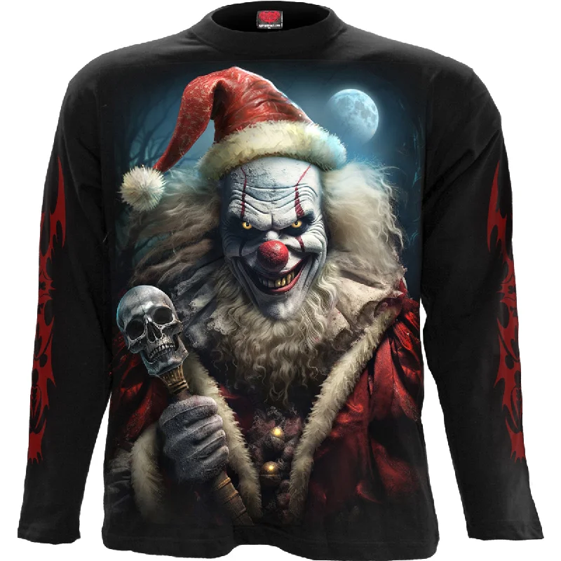 men's printed logo tees -SANTA CLOWN - Longsleeve T-Shirt Black