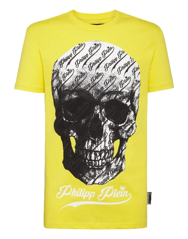 men's graphic print tees for casual wear -T-shirt Round Neck SS Allover skull