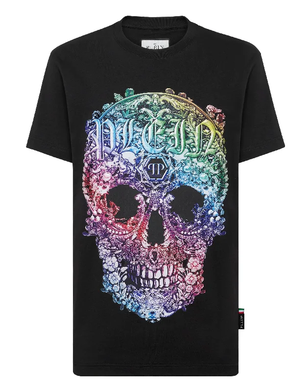 men's relaxed fit graphic t-shirts -T-shirt Round Neck SS Baroque Skull