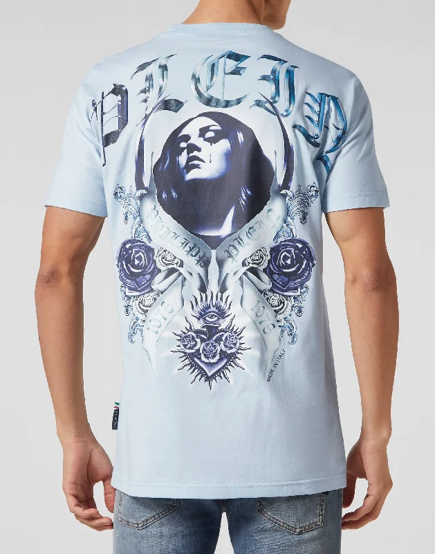 men's printed graphic t-shirts -T-shirt Round Neck SS Graphic Plein