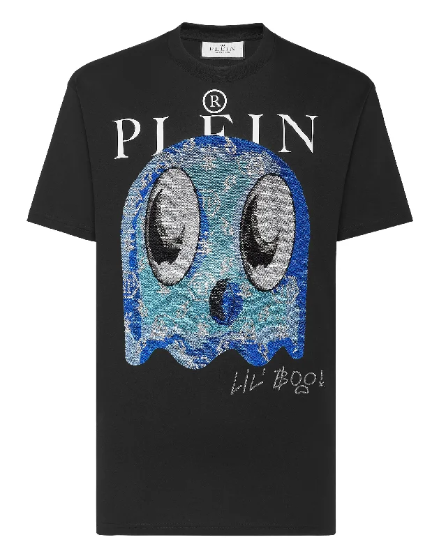 men's breathable cotton graphic t-shirts -T-shirt Round Neck SS Monsters with Crystals