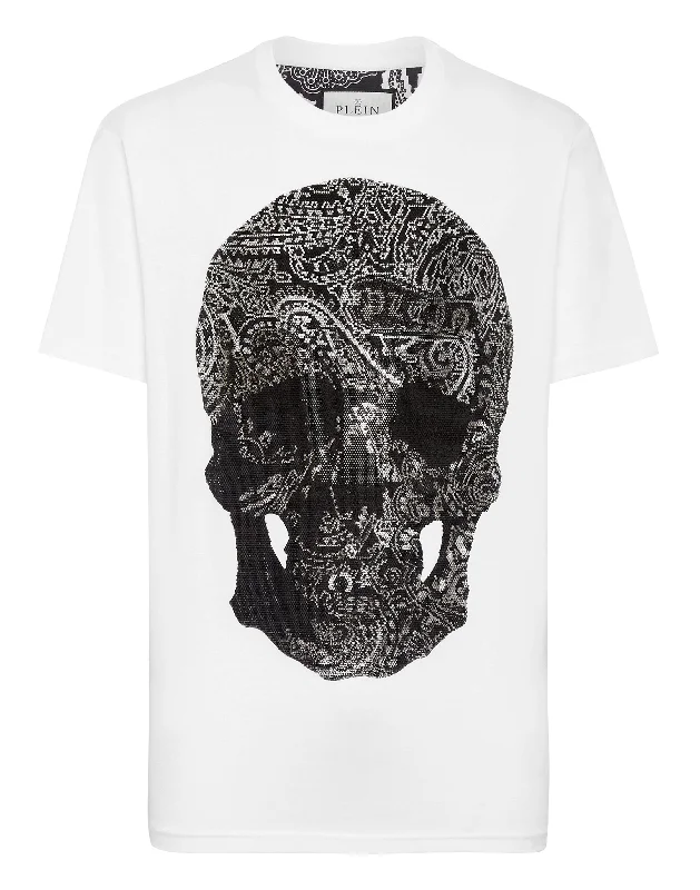 men's high-quality graphic t-shirts -T-shirt Round Neck SS Paisley Strass