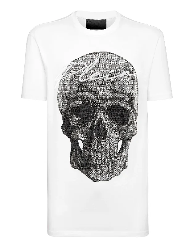 men's soft cotton blend tees -T-shirt Round Neck SS stones Skull