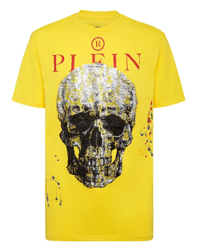 men's oversized graphic t-shirts -T-shirt Round Neck SS with Crystals