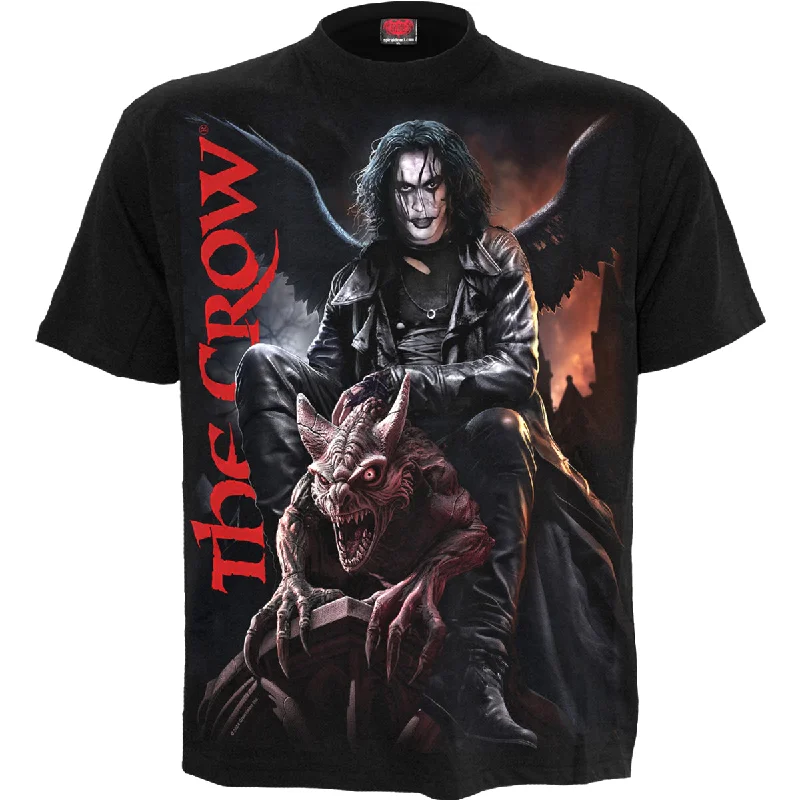 men's fashion t-shirts -THE CROW - GARGOYLE - Front Print T-Shirt Black