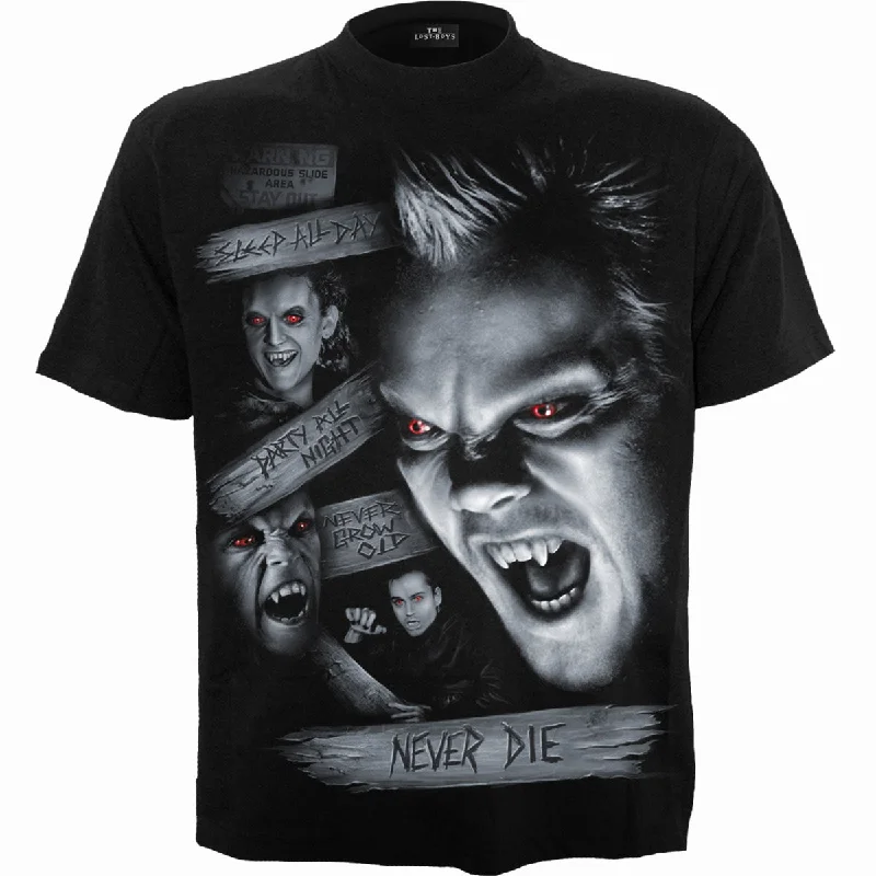 men's comfortable print tees -THE LOST BOYS - NEVER DIE - T-Shirt Black