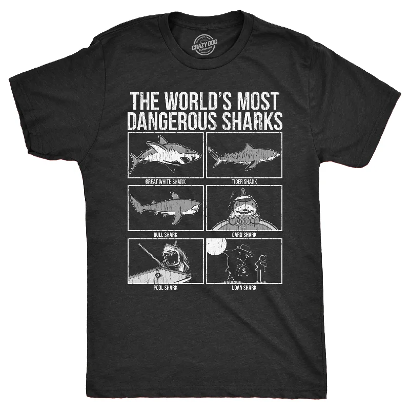 men's casual graphic t-shirts -The Worlds Most Dangerous Sharks Men's T Shirt