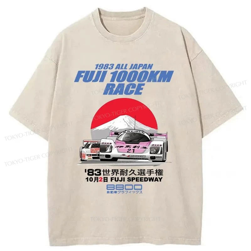 men's classic t-shirts -Tokyo-Tiger 1983 Fuji 1000km Race Washed T-Shirt