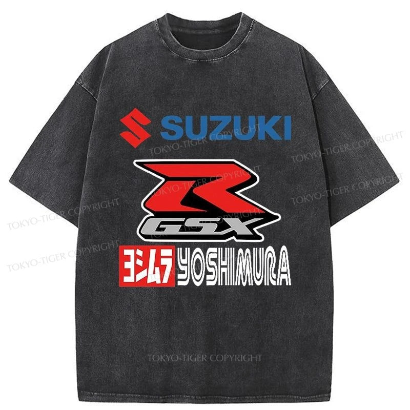 men's slim t-shirts -Tokyo-Tiger GSX R Motorcycle Washed T-Shirt