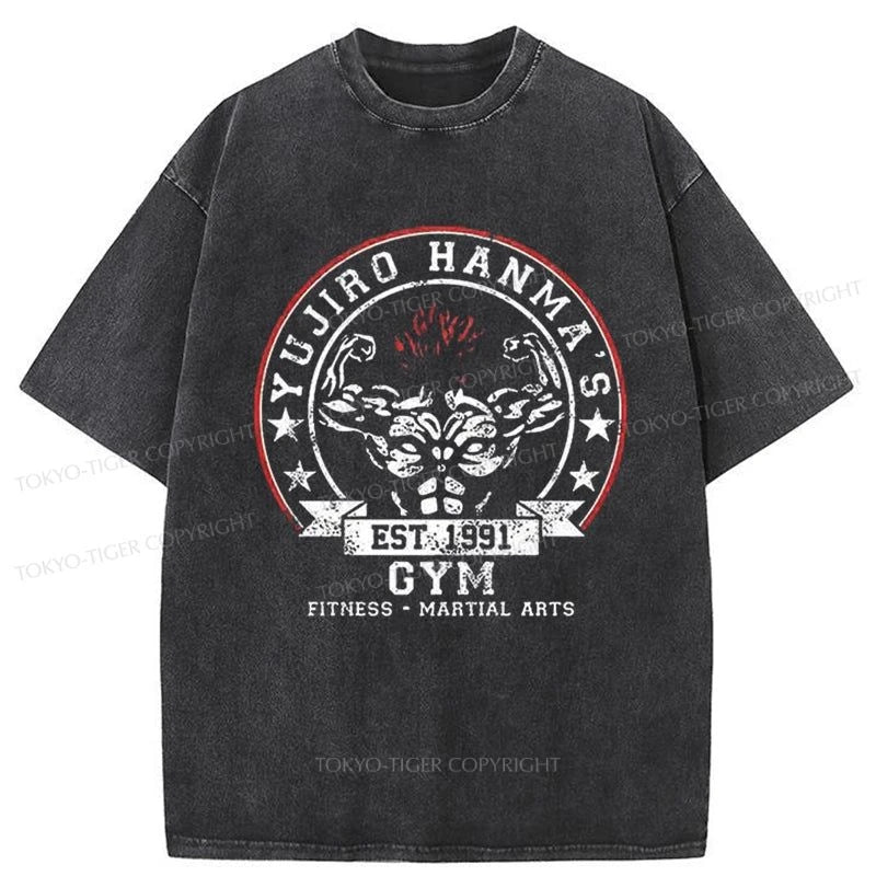 men's comfortable plain t-shirts -Tokyo-Tiger gym-vintage Washed T-Shirt