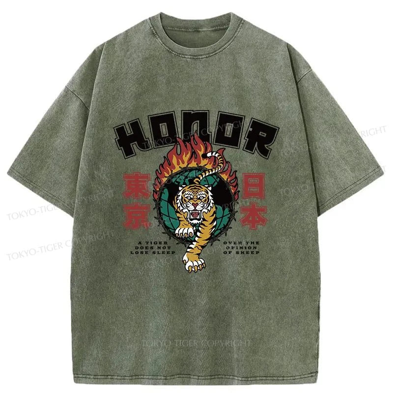 men's sport t-shirts -Tokyo-Tiger Japan Tiger Street Fire Washed T-Shirt