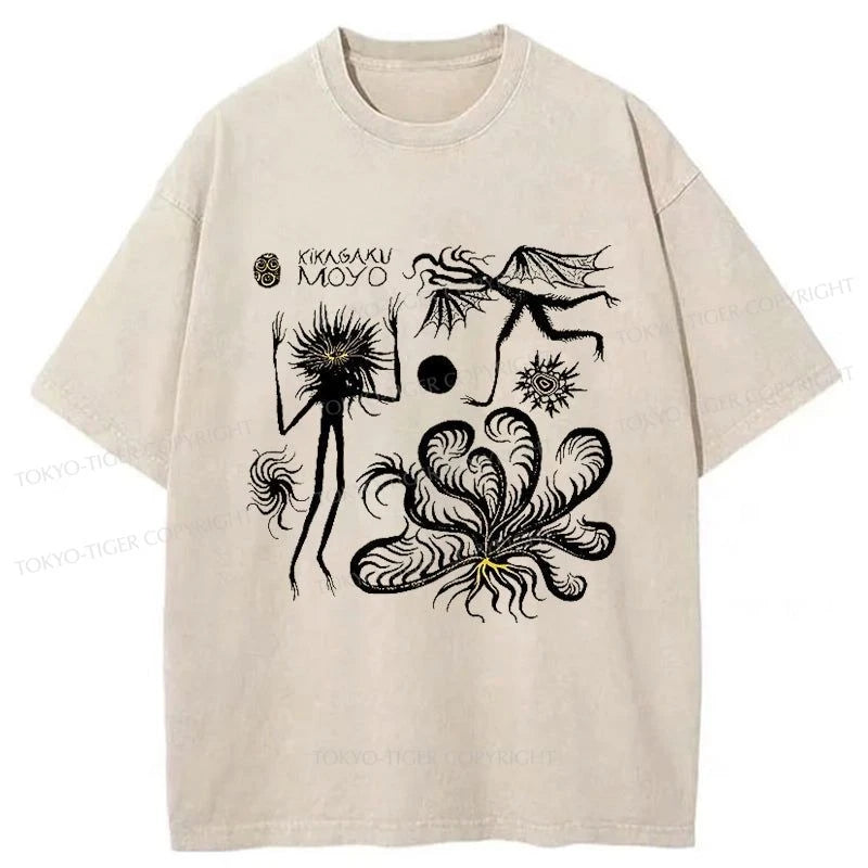 men's trendy printed t-shirts -Tokyo-Tiger Kikagaku Moyo Monsters Washed T-Shirt