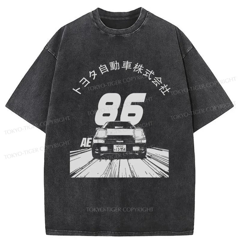 men's athletic graphic t-shirts -Tokyo-Tiger Toyota Japan Washed T-Shirt