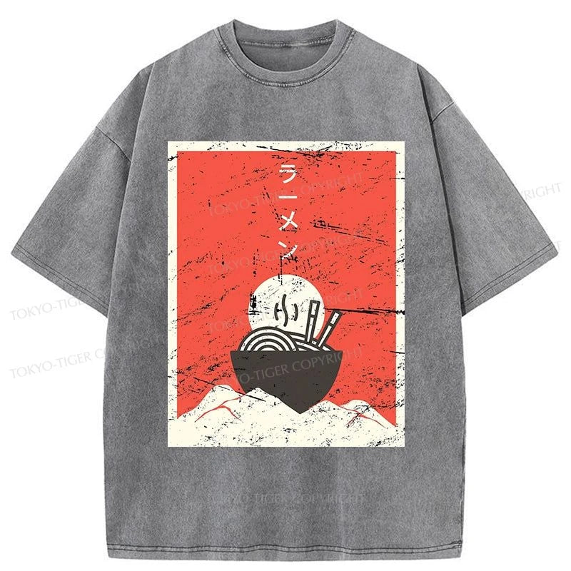 men's designer t-shirts -Tokyo-Tiger Vintage Japanese Anime Ramen Washed T-Shirt