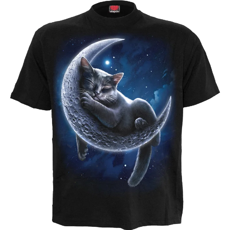 men's breathable cotton graphic t-shirts -VELVET MOON - Front Print T-Shirt Black