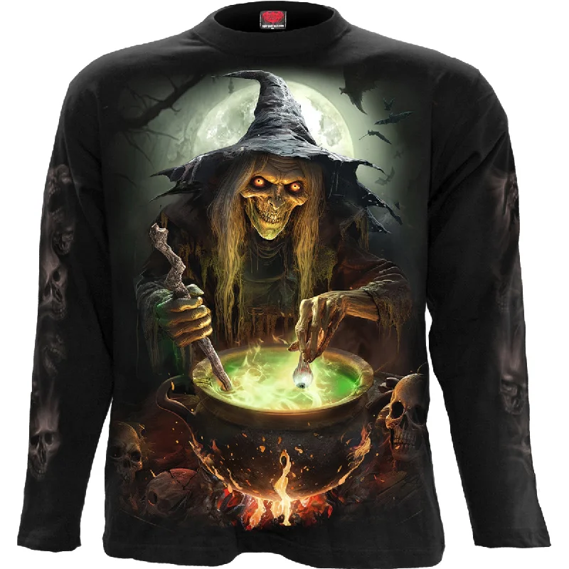 men's colorful graphic tees -WITCH'S BREW - Longsleeve T-Shirt Black