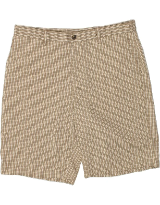 men's long-sleeve shirts -ADIDAS Mens Chino Shorts W38 XL Beige Check Polyester