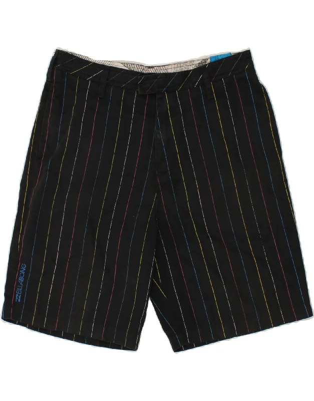 men's custom-tailored shirts -BILLABONG Mens Chino Shorts W32 Medium  Black Striped Polyester