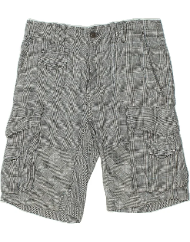 men's cotton shirts -DIESEL Mens Cargo Shorts W30 Medium Grey Houndstooth Cotton