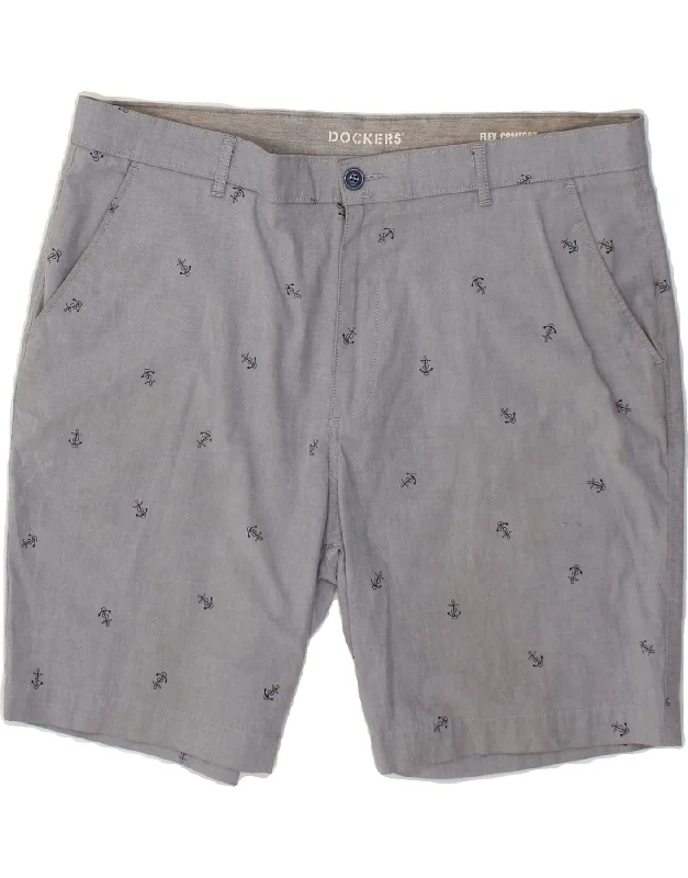 men's polo shirts -DOCKERS Mens Graphic Chino Shorts W38 XL Grey Cotton