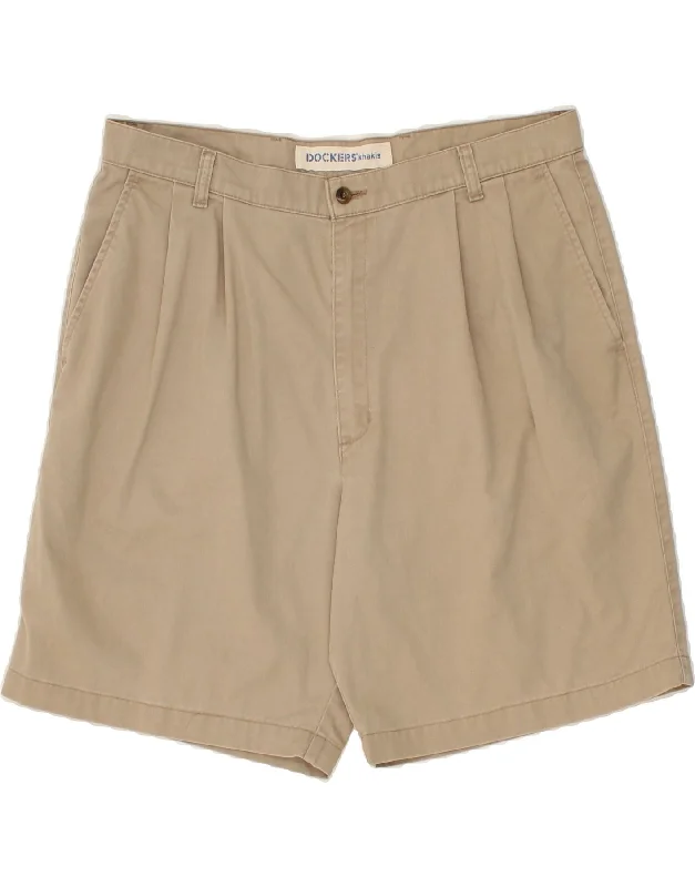 men's dress shirts with cuffs -DOCKERS Mens Khakis Pegged Chino Shorts W38 XL Beige Cotton