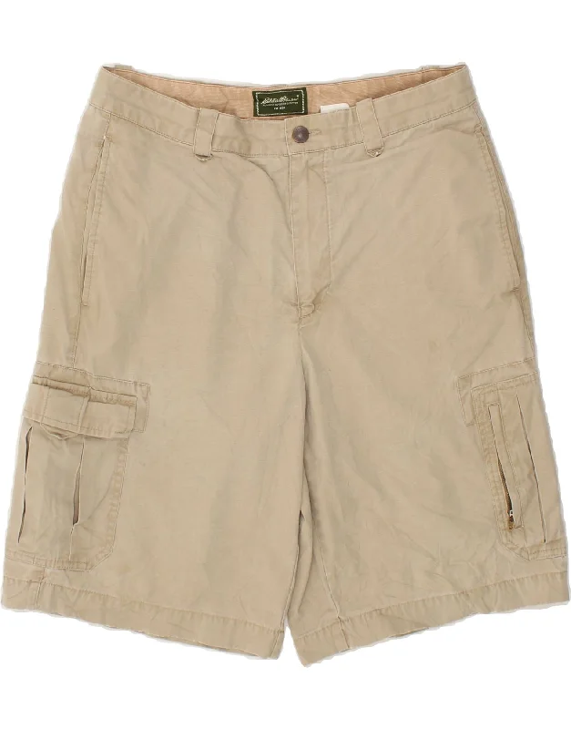 men's comfortable work shirts -EDDIE BAUER Mens Cargo Shorts W33 Medium Beige Cotton