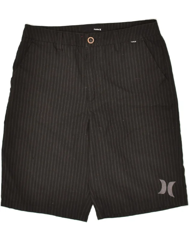 men's basic button-up shirts -HURLEY Mens Chino Shorts W30 Medium  Black Pinstripe