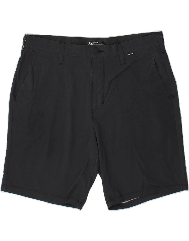 men's versatile button-up shirts -HURLEY Mens Chino Shorts W34 Large Black Nylon