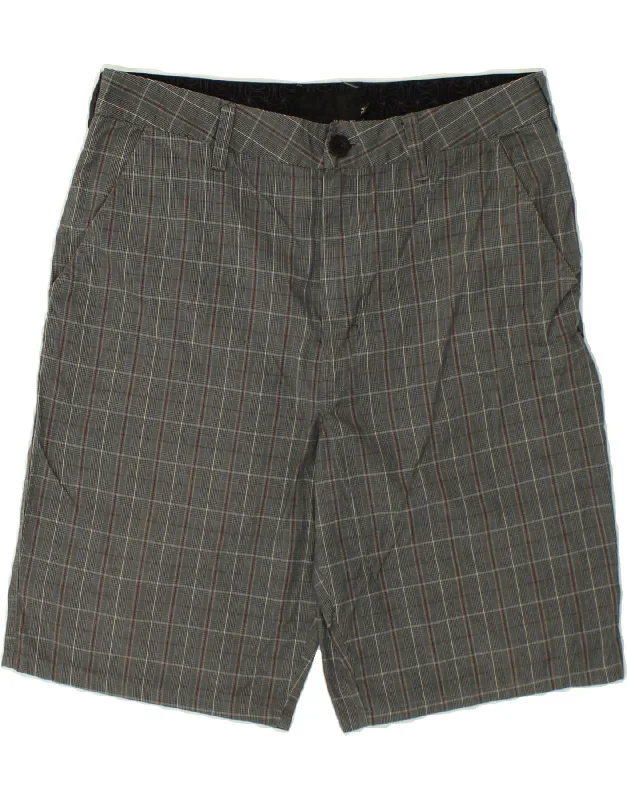 men's relaxed office shirts -HURLEY Mens Chino Shorts W34 Large  Grey Check Cotton