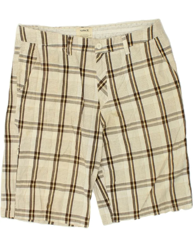 men's long-sleeve shirts for business -HURLEY Mens Chino Shorts W36 Large  Beige Check Cotton