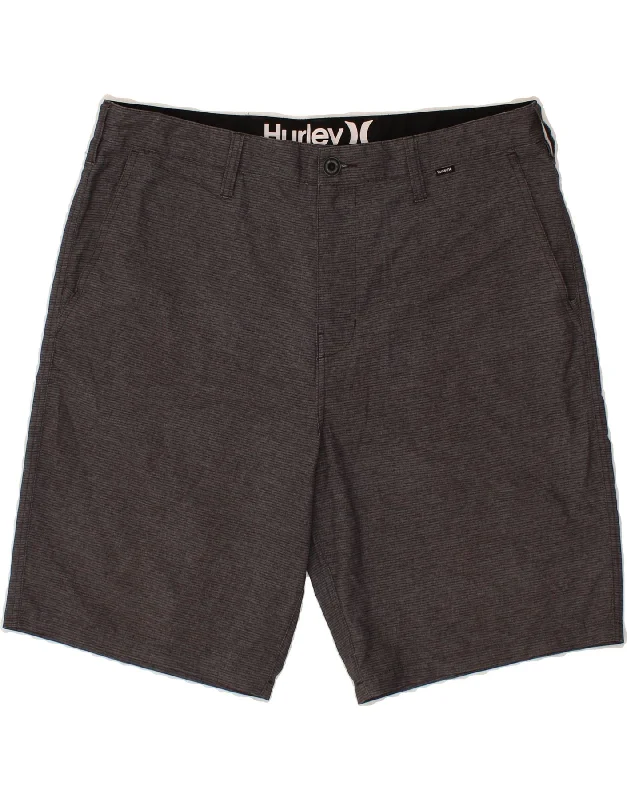 men's solid color shirts -HURLEY Mens Chino Shorts W36 Large  Grey Striped Polyester