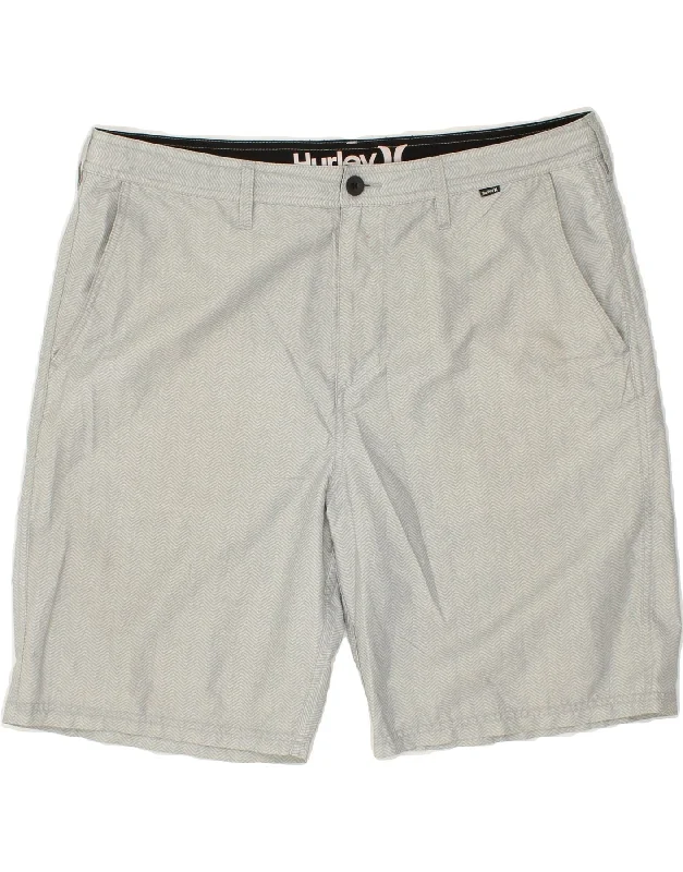 men's denim shirts -HURLEY Mens Chino Shorts W38 XL Grey Chevron Polyester