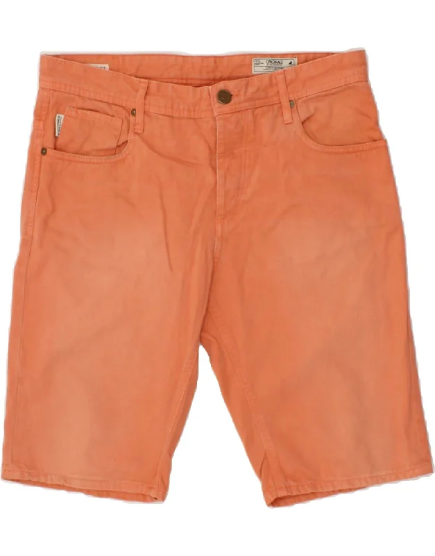 men's daily wear shirts -JACK & JONES Mens Denim Shorts Large W36 Orange Cotton