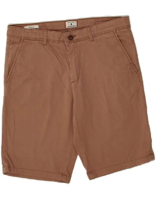 men's stylish slim-fit shirts -JACK & JONES Mens Regular Chino Shorts Medium W32 Brown Cotton