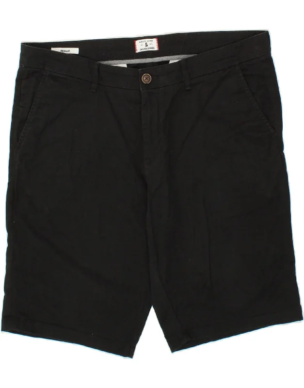 men's modern casual shirts -JACK & JONES Mens Regular Chino Shorts XL W38 Black Cotton