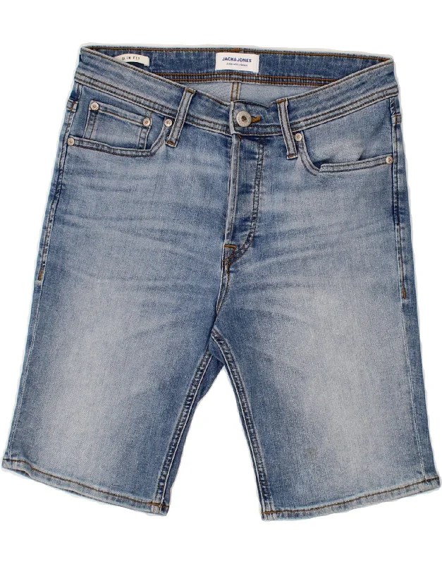 men's office-friendly shirts -JACK & JONES Mens Slim Fit Denim Shorts Small W28  Blue Cotton