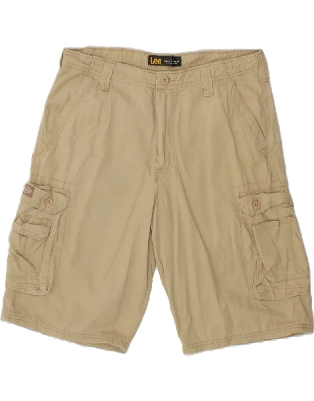 men's relaxed fit shirts -LEE Mens Cargo Shorts W34 Large Beige Cotton