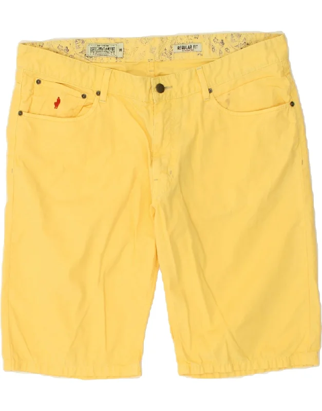 men's high-performance office shirts -MARLBORO CLASSICS Mens Regular Fit Casual Shorts W38 XL  Yellow Cotton