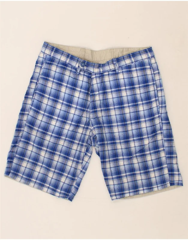 men's classic shirts -MASSIMO DUTTI Mens Reversible Chino Shorts W31 Medium Blue Check