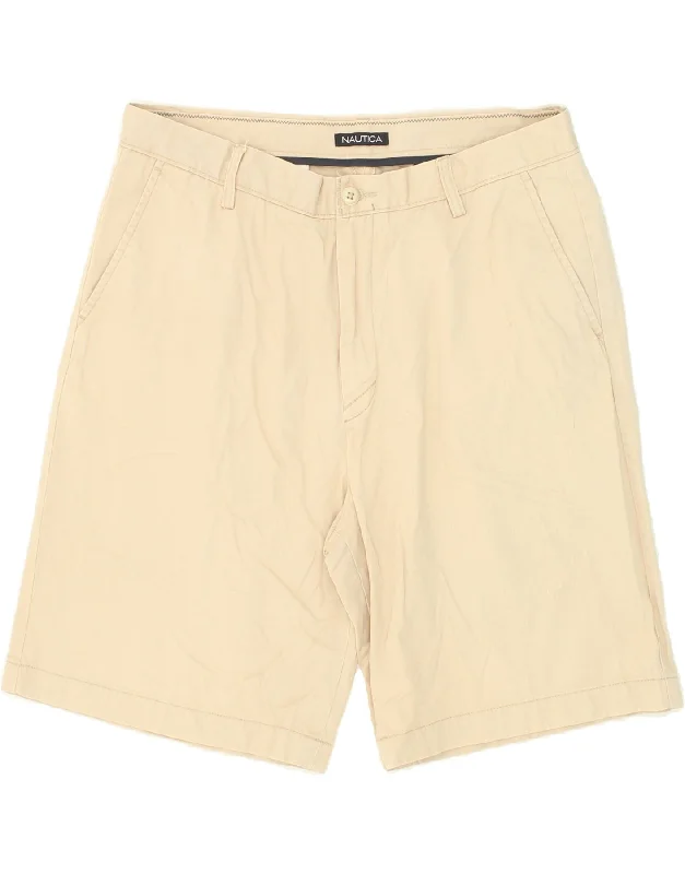 men's short-sleeve casual shirts -NAUTICA Mens Chino Shorts W36 Large  Beige Cotton