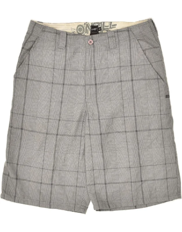 men's slim-fit formal shirts -O'NEILL Mens Bermuda Shorts W32 Medium  Grey Check Viscose