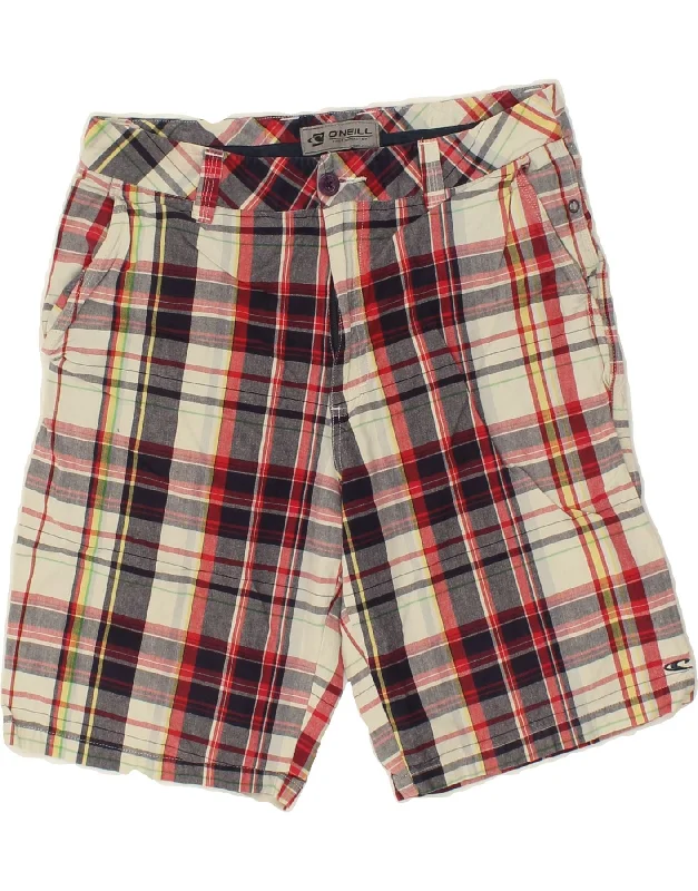 men's affordable dress shirts -O'NEILL Mens Chino Shorts W31 Medium Red Check Cotton